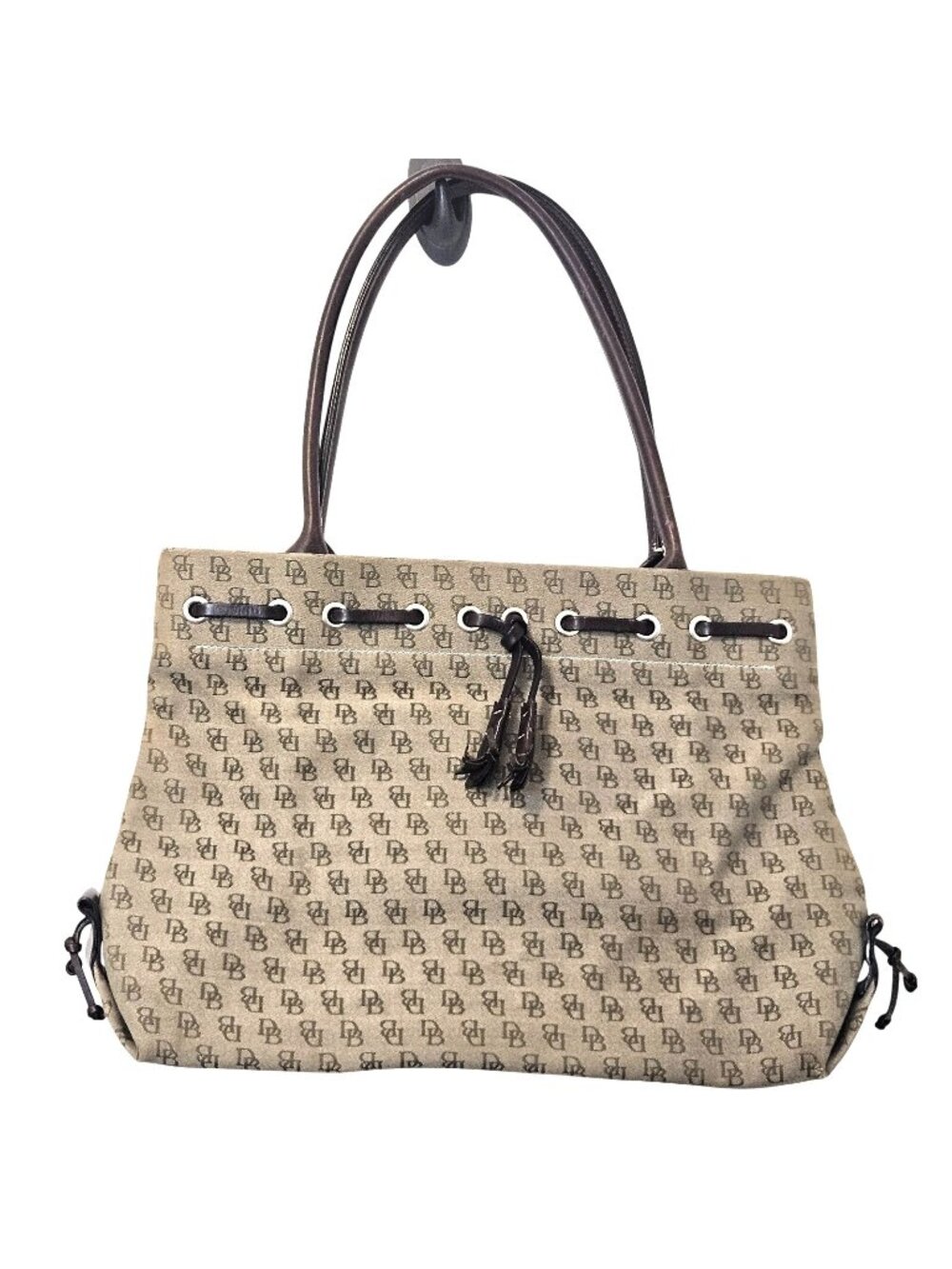 DOONEY & BURKE Vintage Signature Brown Logo Print Shoulder Handbag Bag Purse
